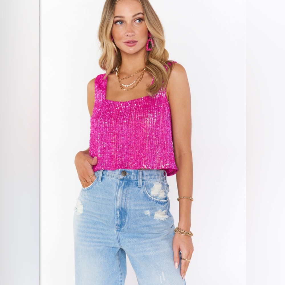 Show Me Your MuMu Sequin Pink Crop Top